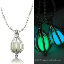 Nouveau design Fahsion Glow In The Dark Loket Bijoux creux Collier